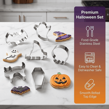 Festive Halloween Cookie Cutters Set – 7 Unique Shapes