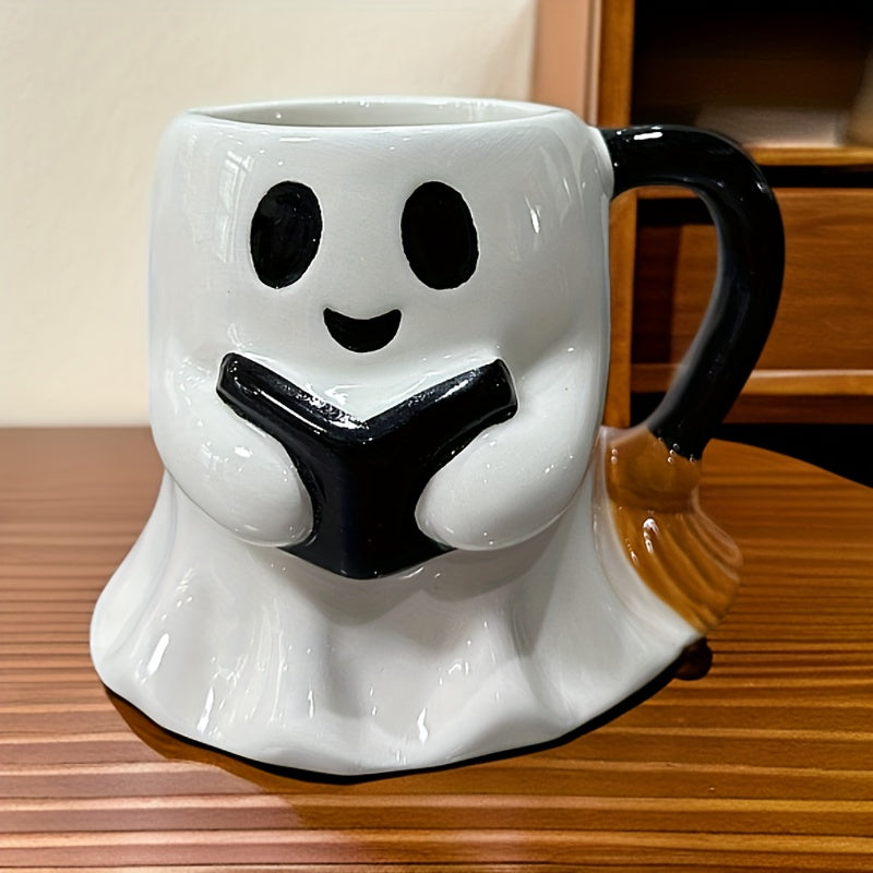 Ceramic Mug featuring Laughing Ghost Design for Halloween