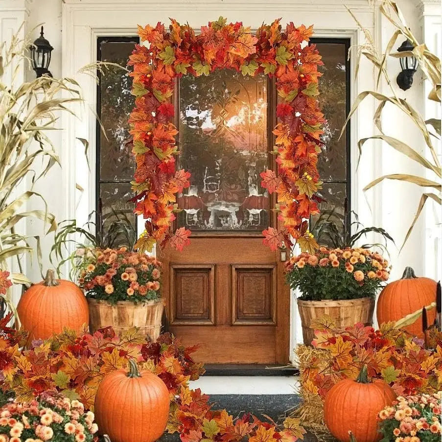 Handcrafted Autumn Wreath for Halloween – Door Decoration with Pumpkins and Eucalyptus