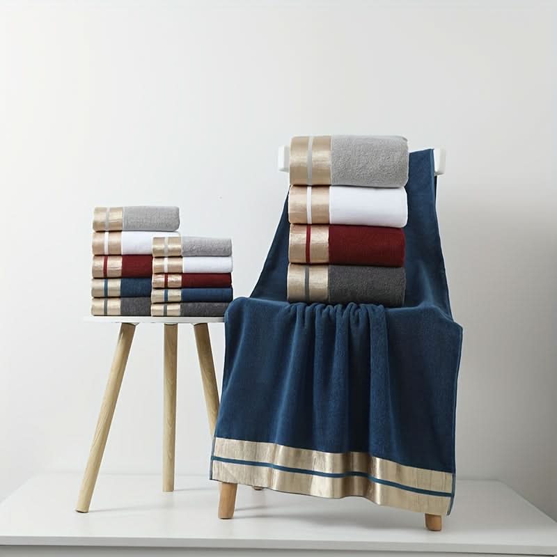 Soft Luxury Bathroom Towel Set Collection in Golden Weave