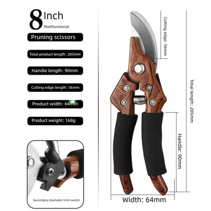 Professional Garden Scissors 20.5 cm | Non-Slip, Sharp | Perfect for Plants, Flowers & Fruit Trees