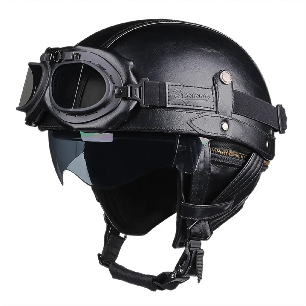 Unisex Scooter Helmet - Retro Style Half Design with HD Visor for Year-Round Use