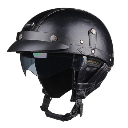 Unisex Scooter Helmet - Retro Style Half Design with HD Visor for Year-Round Use