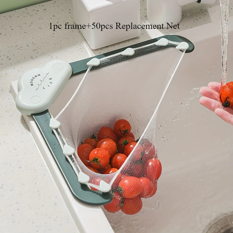 51-Piece Kitchen Sink Strainer Set | Triangular Drain and Storage Basket | Food-Safe Filter & Grid | Waste Organizer
