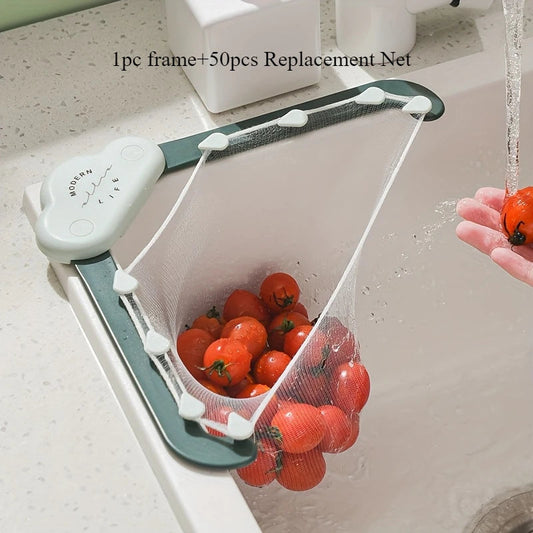 51-Piece Kitchen Sink Strainer Set | Triangular Drain and Storage Basket | Food-Safe Filter & Grid | Waste Organizer