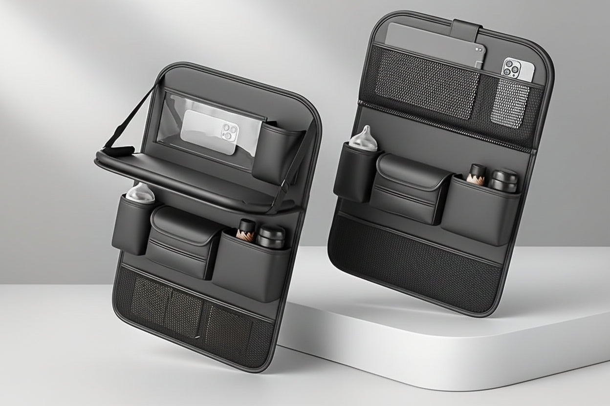 Sleek Leather Car Seat Back Organizer for Ultimate Convenience