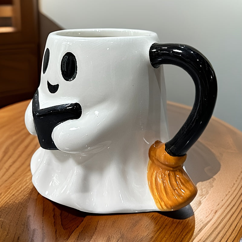 Ceramic Mug featuring Laughing Ghost Design for Halloween