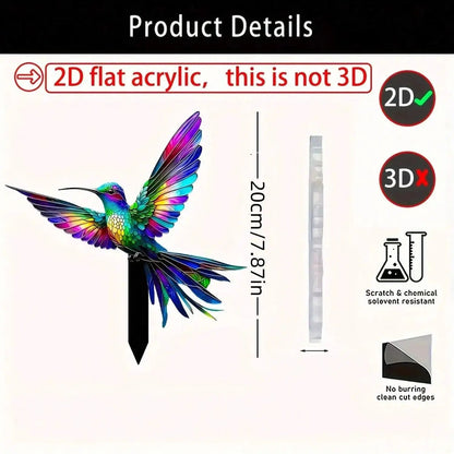 Hummingbird Garden Decoration | Acrylic Outdoor Light | Perfect for Lawn & Yard