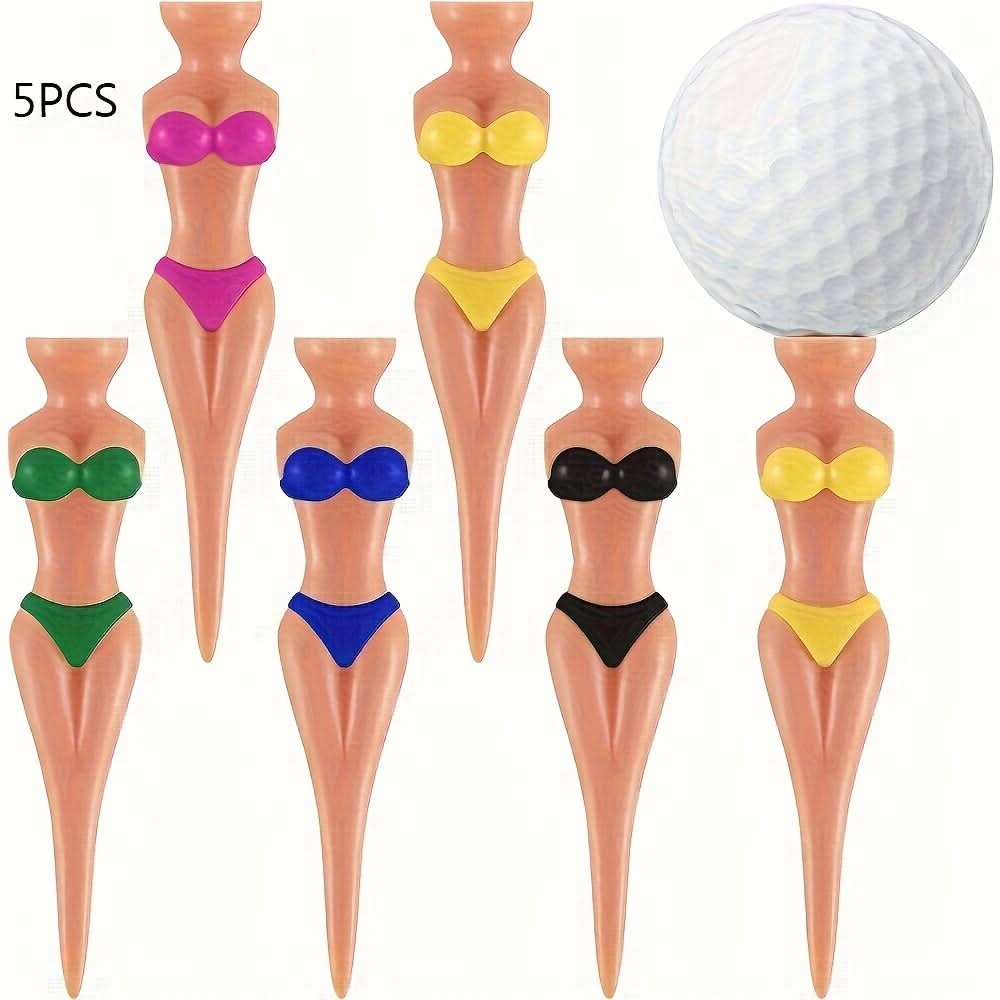 Novelty Golf Tees Set for Bikini Lovers - 5 Pieces