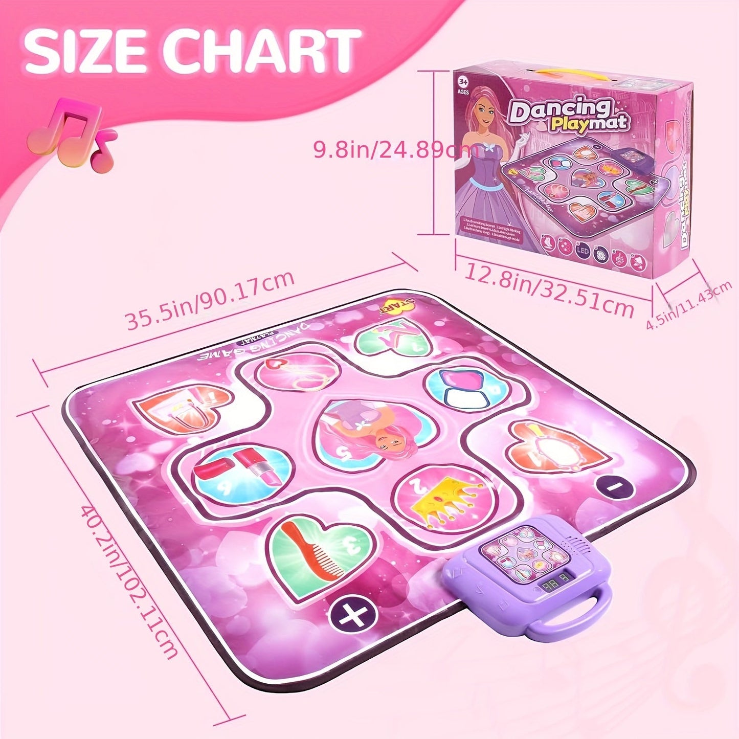 Children's Pink Dance Mat with Scoring Feature and Rhythm Game – No TV