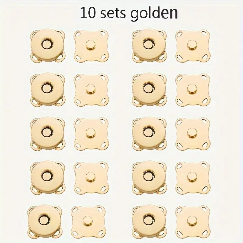 Magnetic Snap Button Set 1.4 cm | Metal Flower Design | 10 Pack for Sewing