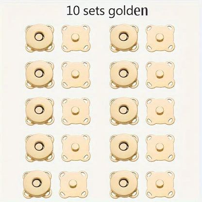 Magnetic Snap Button Set 1.4 cm | Metal Flower Design | 10 Pack for Sewing