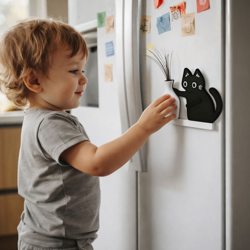 Free Bonus: Cat Magnet for Secure and Visible Note Holding – Black