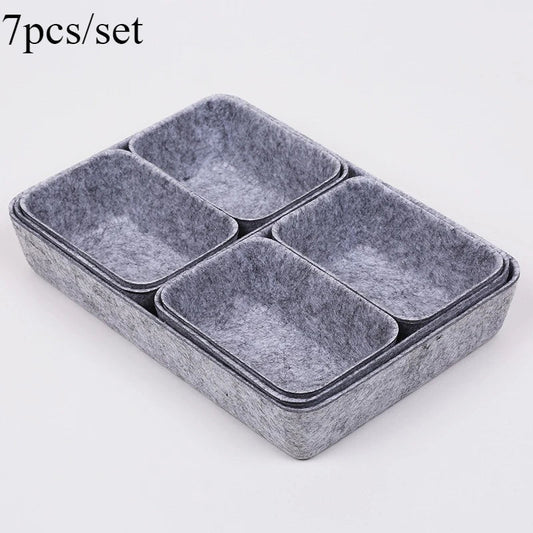 Felt Organizer Boxes Set of 7 | Versatile Use for Office & Desk