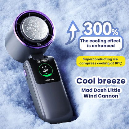 Portable Mini Hand Fan with Cooling Battery | 100 Speed Settings | 10W Turbo Power | Foldable Design