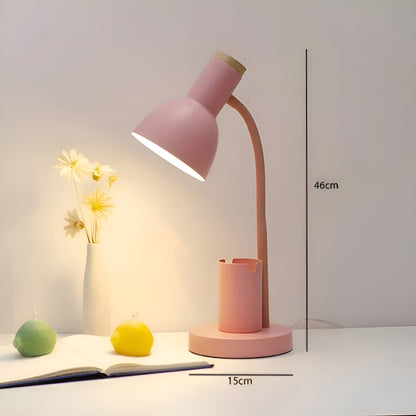 LED Desk Lamp with Pen Holder | 3 Color Lighting Options | Iron and Marble Design