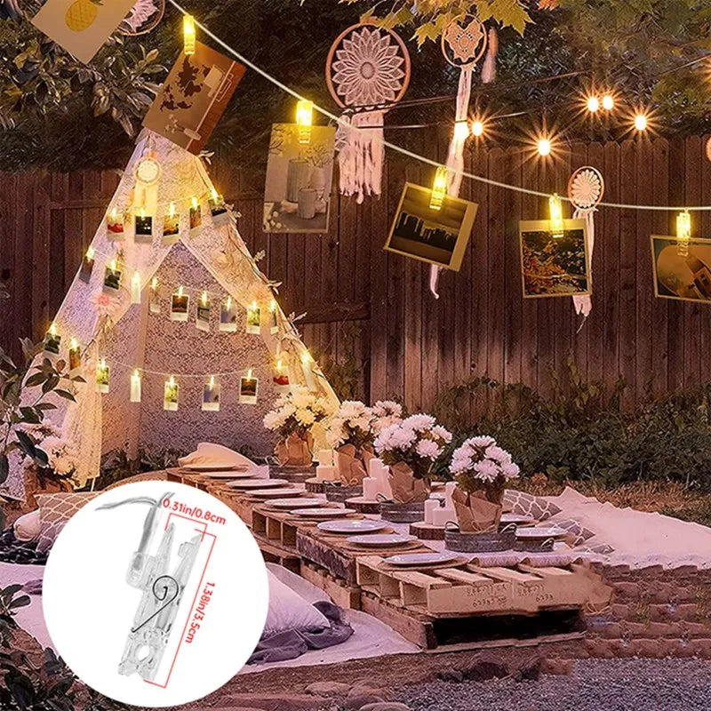 LED Photo String Lights with Clips | 10-40 LEDs | Battery Operated for Hanging Photos & Cards