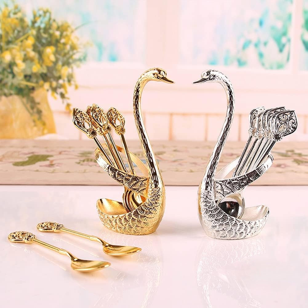 Elegant Swan-Shaped Spoons for Transforming Coffee Moments
