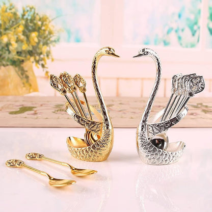 Elegant Swan-Shaped Spoons for Transforming Coffee Moments