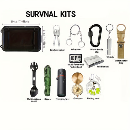 14-in-1 Compact Survival Kit for Outdoor and Emergency Use