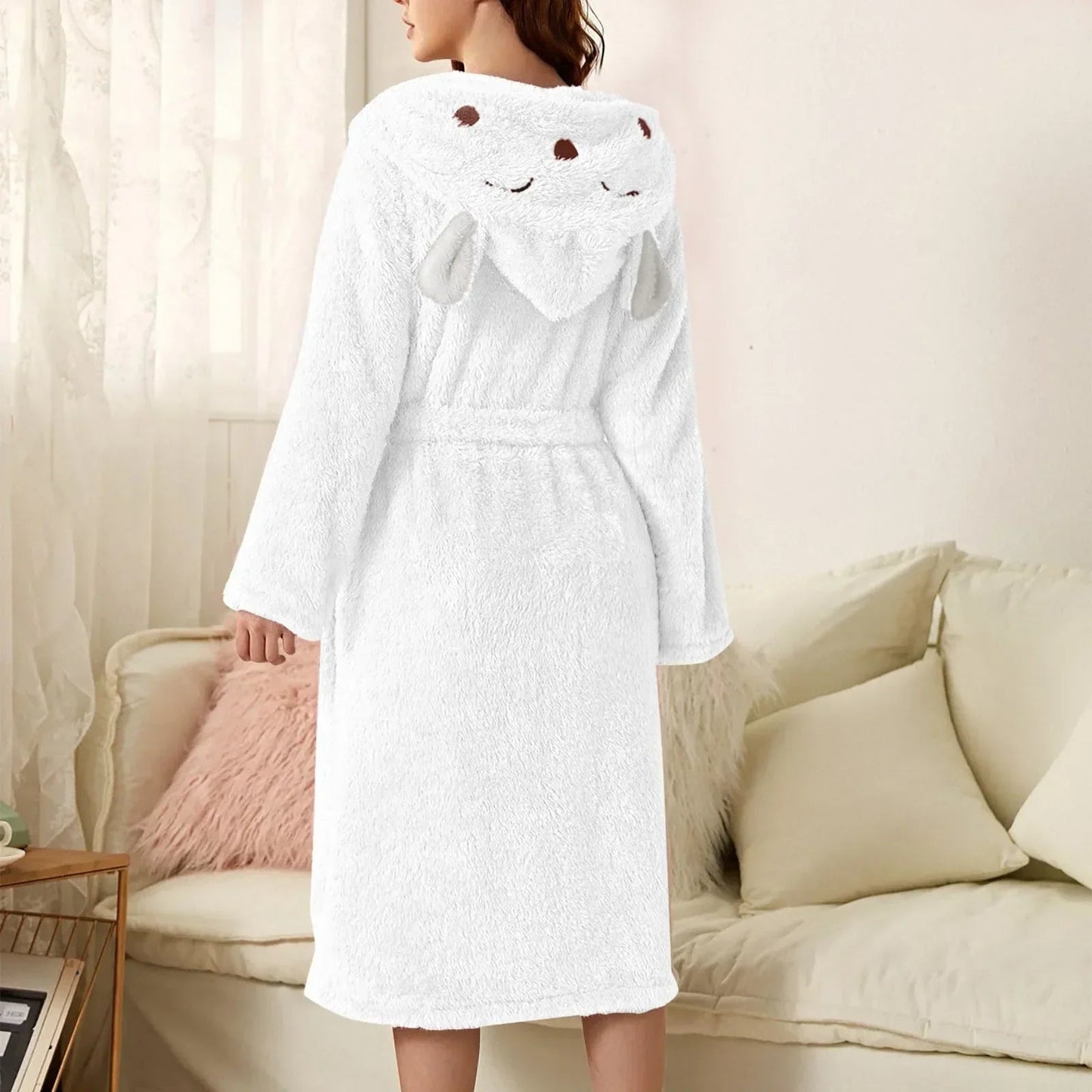 Hooded Fleece Bathrobe with Bunny Ears | Soft, Warm & Easy Care for Cozy Moments at Home