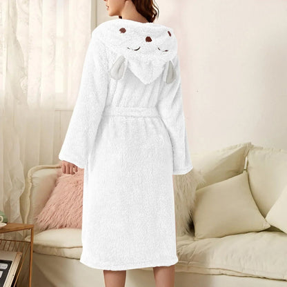 Hooded Fleece Bathrobe with Bunny Ears | Soft, Warm & Easy Care for Cozy Moments at Home