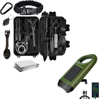15-in-1 Outdoor and Emergency Survival Kit with Solar Light and Tools - Compact and Waterproof