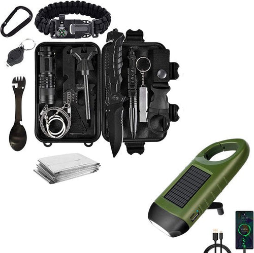 15-in-1 Outdoor and Emergency Survival Kit with Solar Light and Tools - Compact and Waterproof
