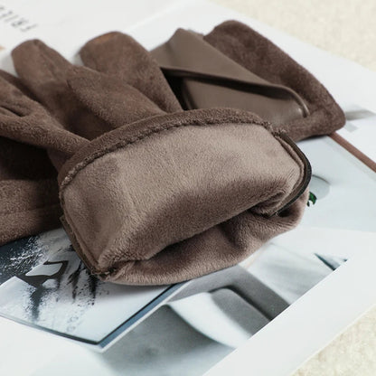Women's Winter Gloves in Velvet | Soft Touchscreen-Compatible with Bow | Cozy, Stylish & Comfortable for Daily Use, Driving & Cycling