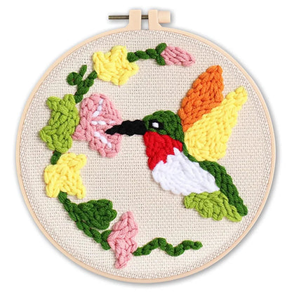 Animal-Themed Punch Needle Kit | DIY Starter Set with Yarn & Hoop | Beginner Embroidery Set