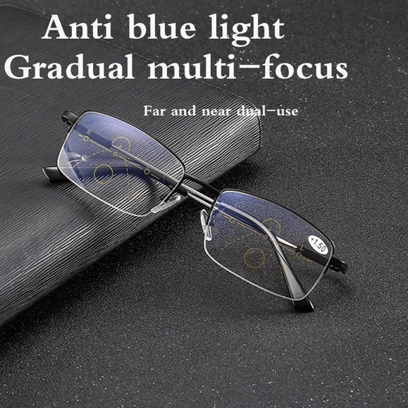 Dual-Use Reading Glasses with Titanium Frame for Distance and Near Vision