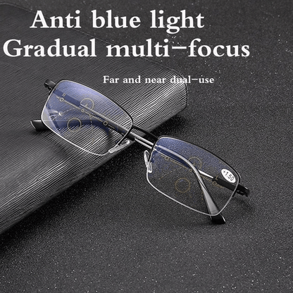 Dual-Use Reading Glasses with Titanium Frame for Distance and Near Vision