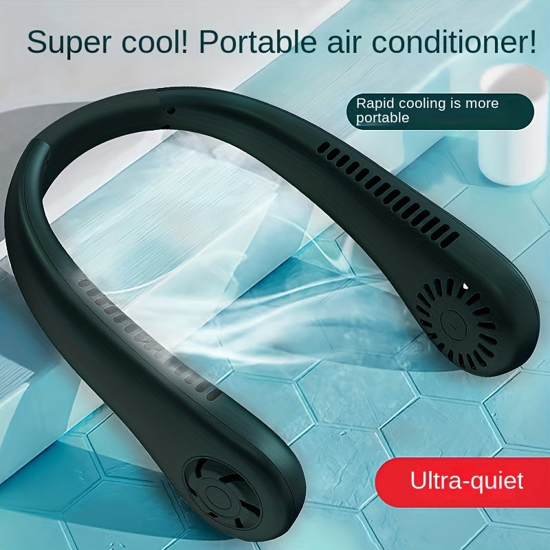 Rechargeable Neck Fan - Hands-Free, Leafless, USB Powered - Ideal for Travel and Office