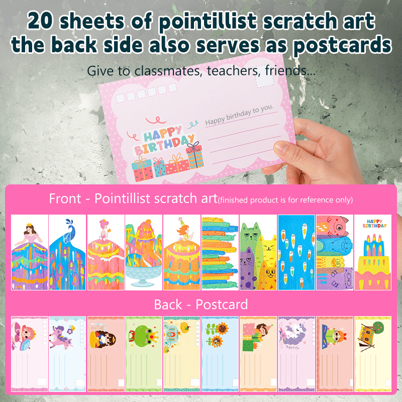VibrantArt – 20-Piece Rainbow Scratch Art Set