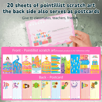 VibrantArt – 20-Piece Rainbow Scratch Art Set