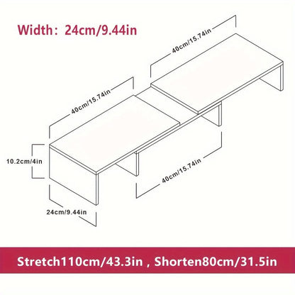 Adjustable Dual Monitor Stand with Laptop Tray and Workspace Organizer