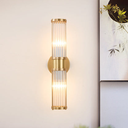 Modern Golden Wall Sconce with Clear Crystal Shade for Corridor Lighting