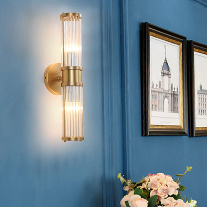 Modern Golden Wall Sconce with Clear Crystal Shade for Corridor Lighting