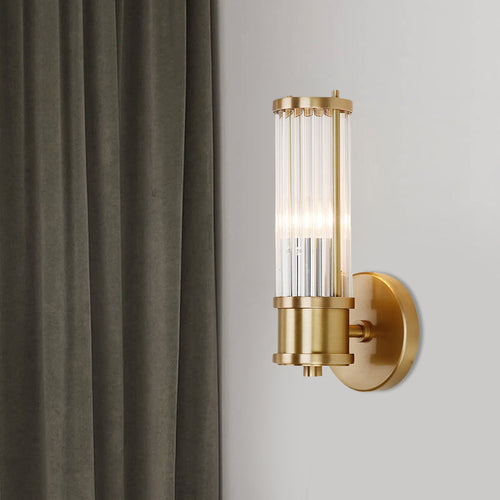 Modern Golden Wall Sconce with Clear Crystal Shade for Corridor Lighting