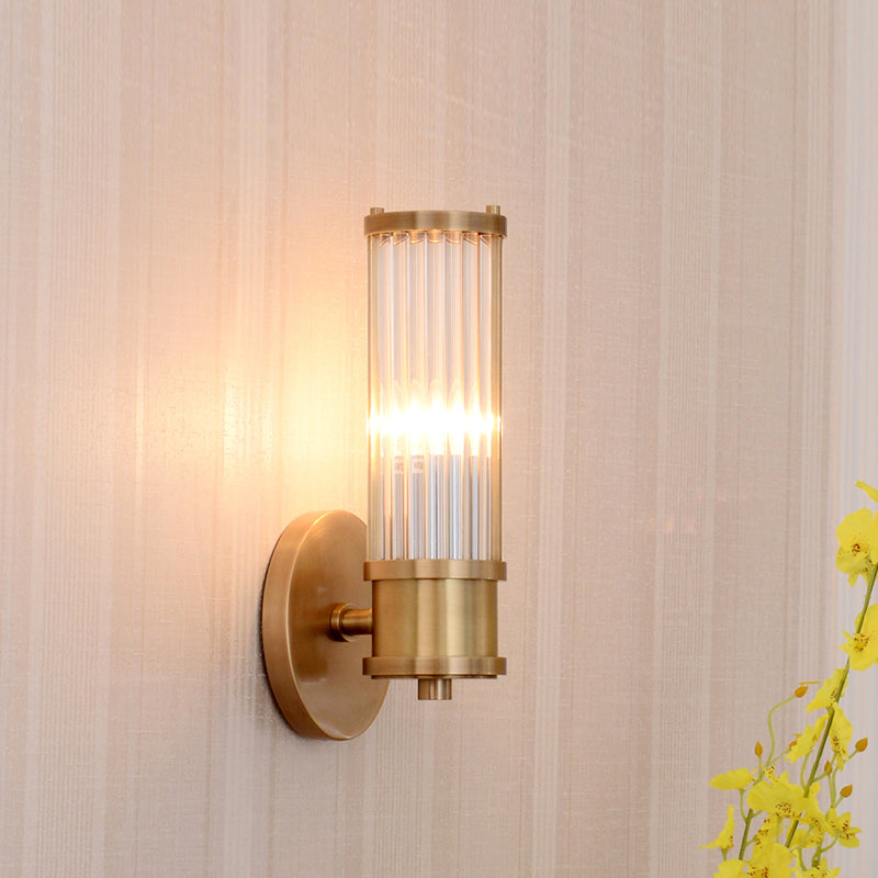 Modern Golden Wall Sconce with Clear Crystal Shade for Corridor Lighting