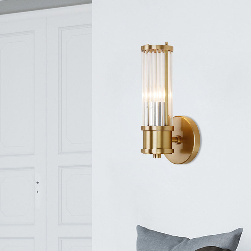 Modern Golden Wall Sconce with Clear Crystal Shade for Corridor Lighting