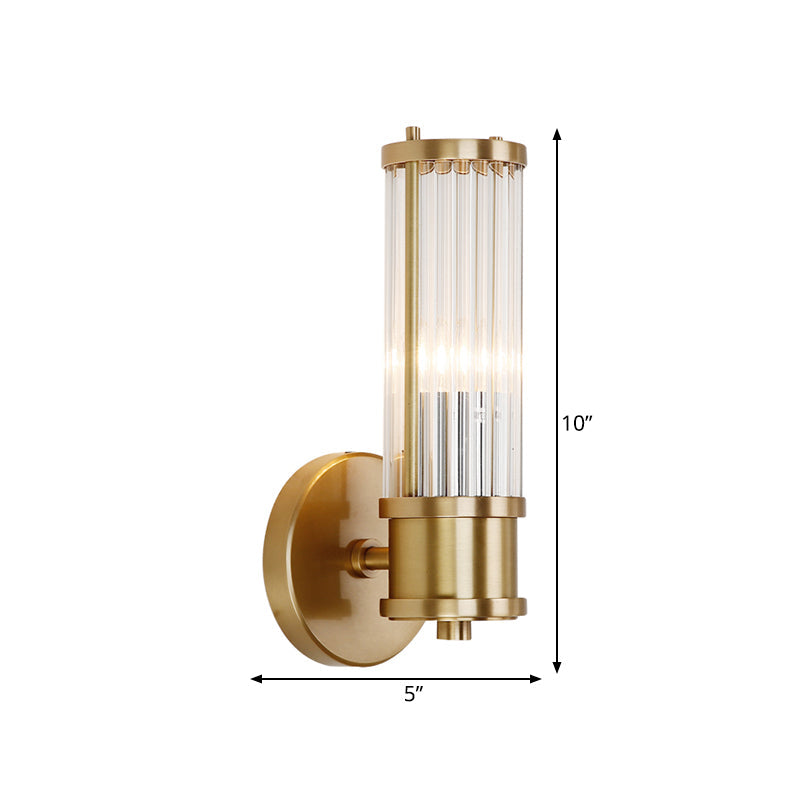Modern Golden Wall Sconce with Clear Crystal Shade for Corridor Lighting