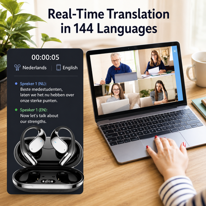 Real-Time Translator for 144 Languages, HiFi Audio, Compatible with Android and iOS