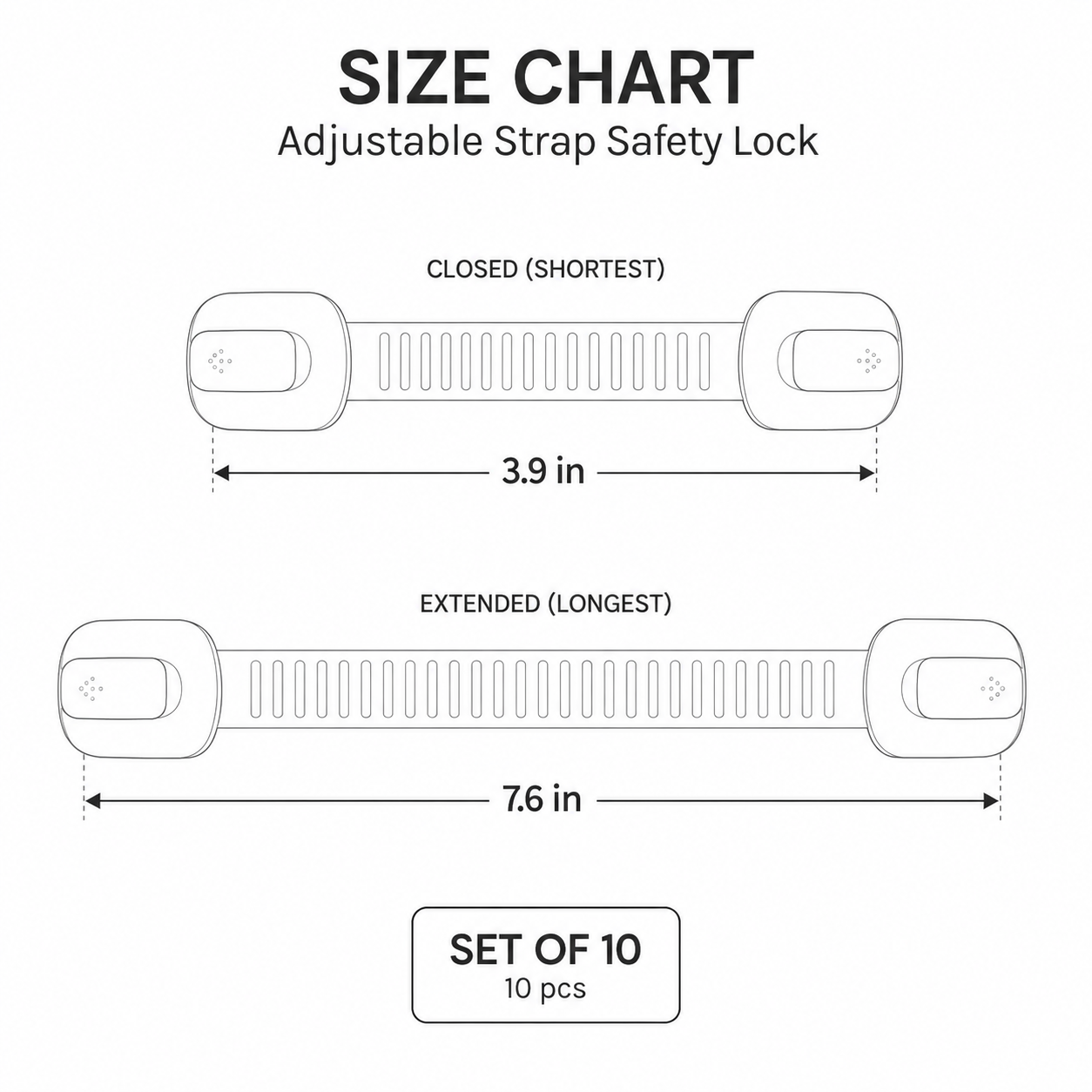 Child Safety Cabinet Locks Set of 10 with Adhesive Straps
