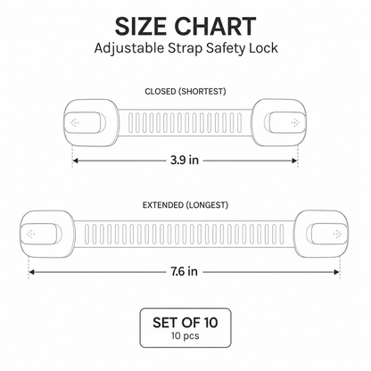 Child Safety Cabinet Locks Set of 10 with Adhesive Straps