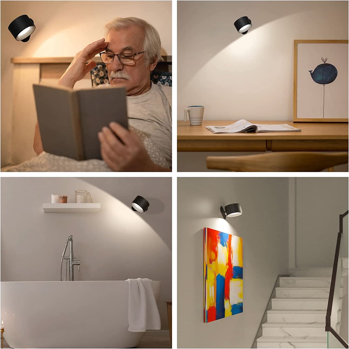 Wireless 360° Wall Light – USB Rechargeable with 3 Adjustable Brightness Levels