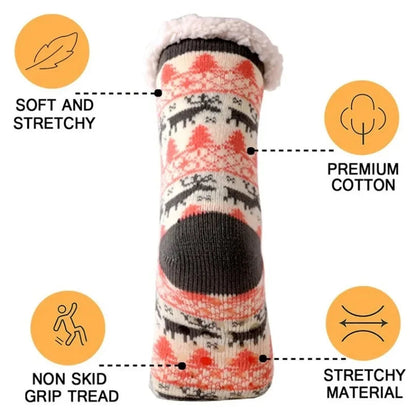 Women's Cozy Winter Socks – Soft, Warm & Non-Slip | Penguin, Reindeer & Bear Designs | Perfect Christmas Gift