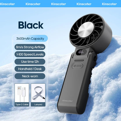Mini Fan with 100 Speeds | 3600 mAh Rechargeable Battery | Foldable & Ice Cooling