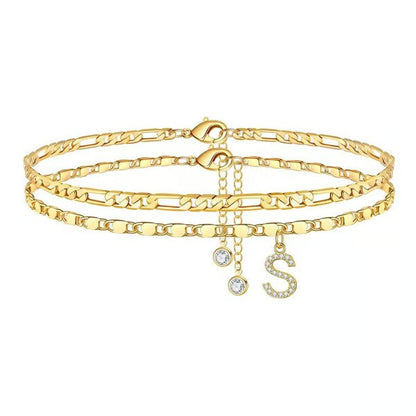 Customizable Layered Anklet | Adjustable & Hypoallergenic | Gold/Silver | 21.5 cm + 5 cm