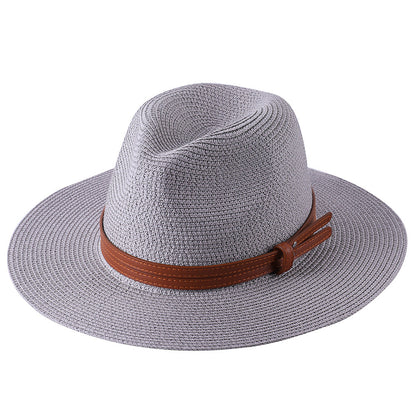 Unisex Straw Fedora Hat with Pineapple and Star Pattern for Beach